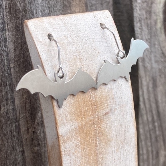 LAST ONE Halloween Bat Vampire Stainless Steel Earrings - Picture 4 of 7